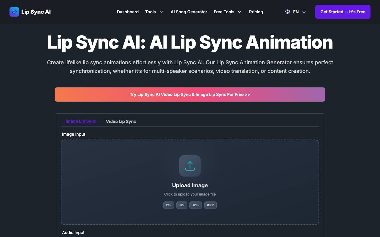 Lip Sync AI website preview