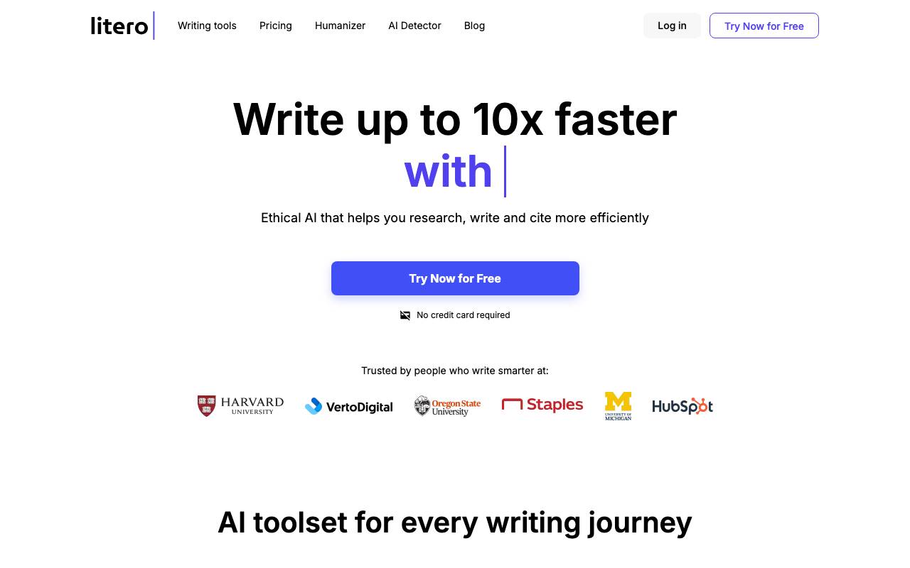 Litero AI website preview