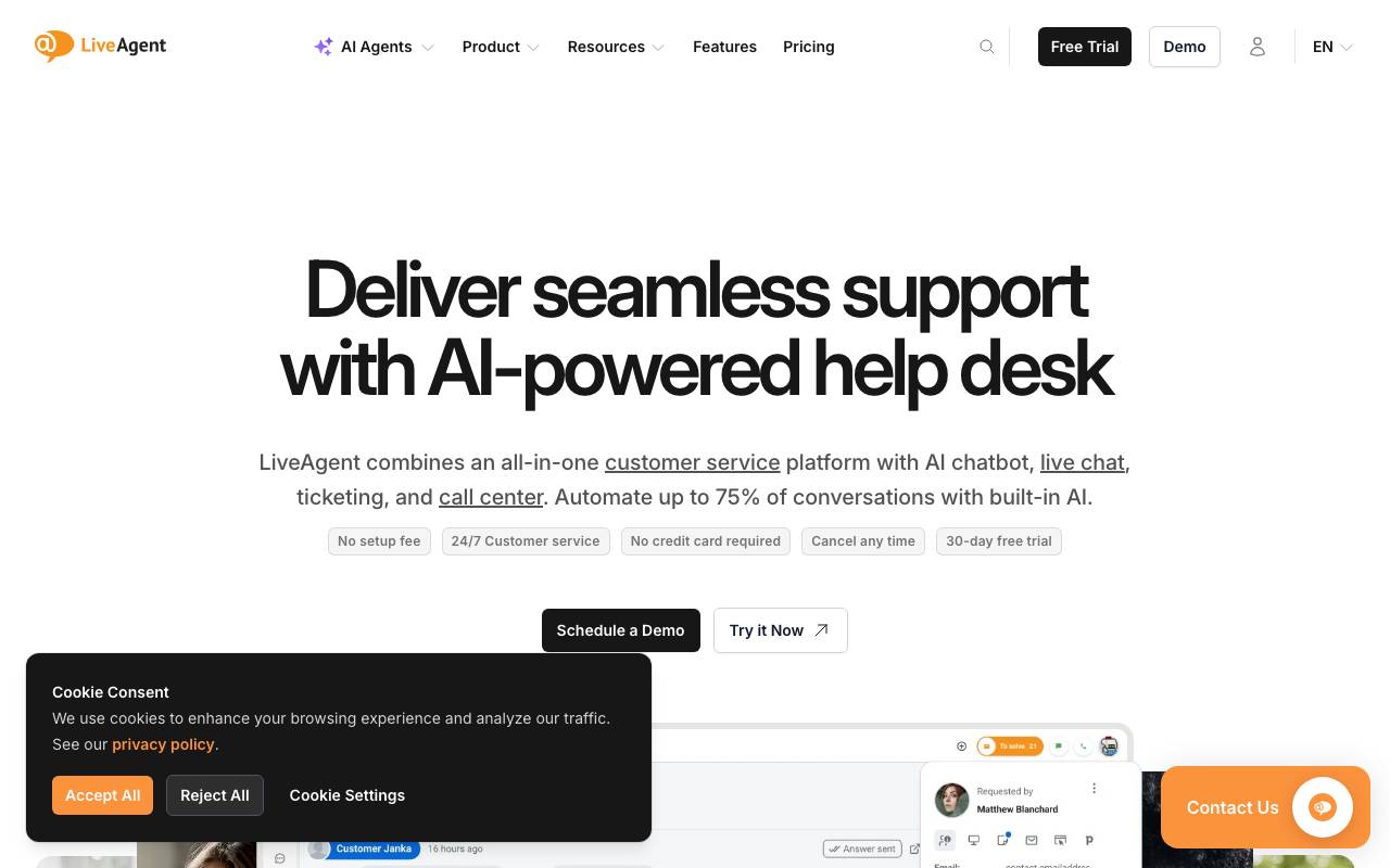 LiveAgent website preview