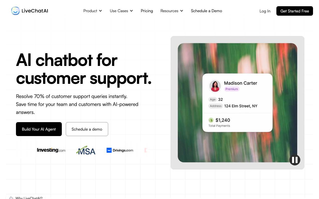LiveChatAI website preview
