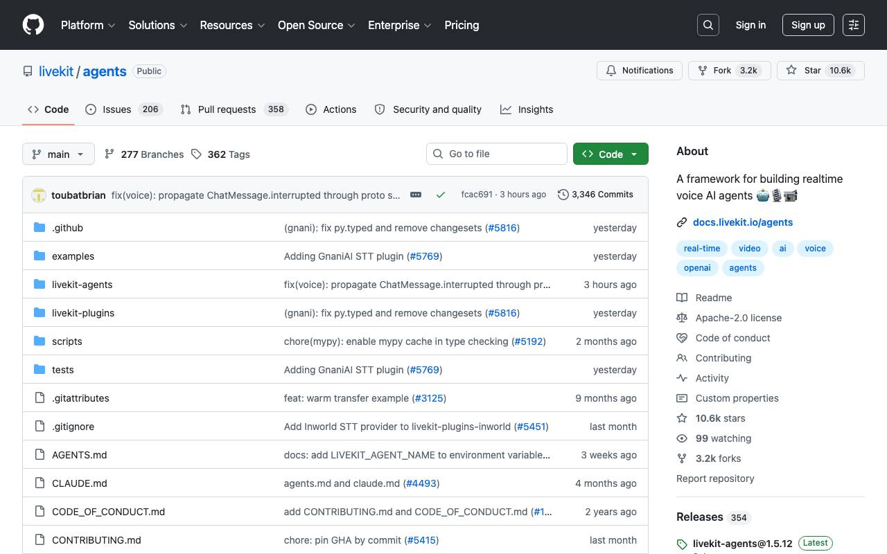 LiveKit Agents website preview
