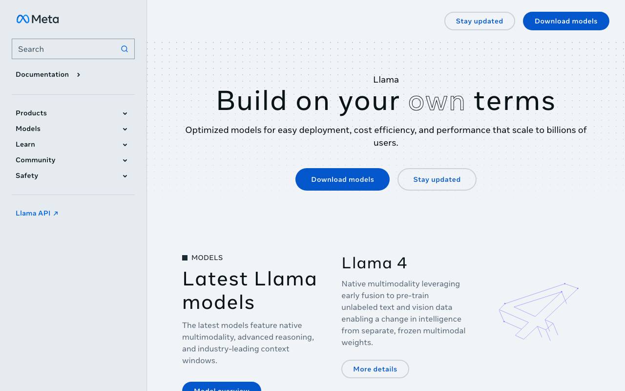 Llama website preview