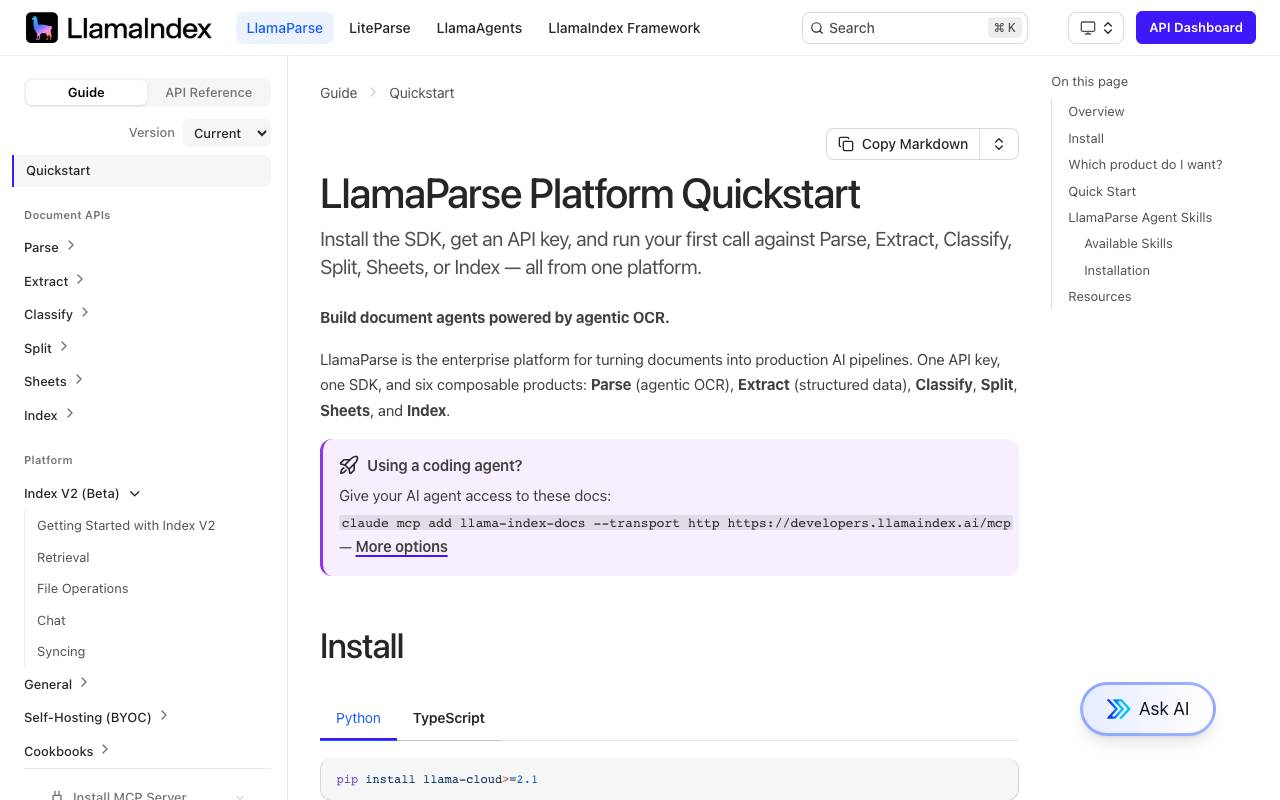 LlamaCloud website preview