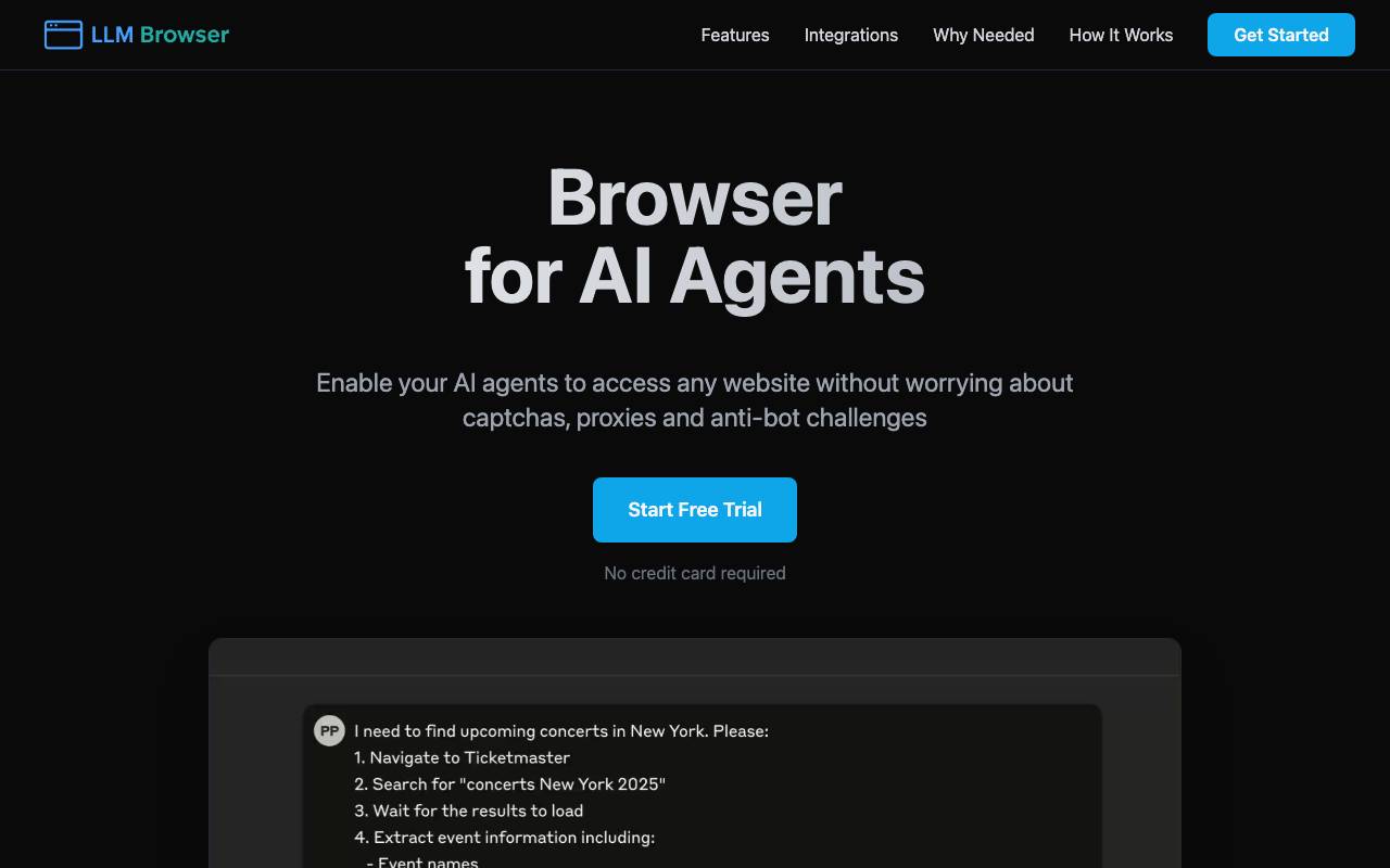 LLM Agentic Browser website preview
