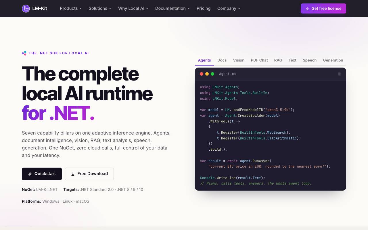 LM-Kit SDK website preview