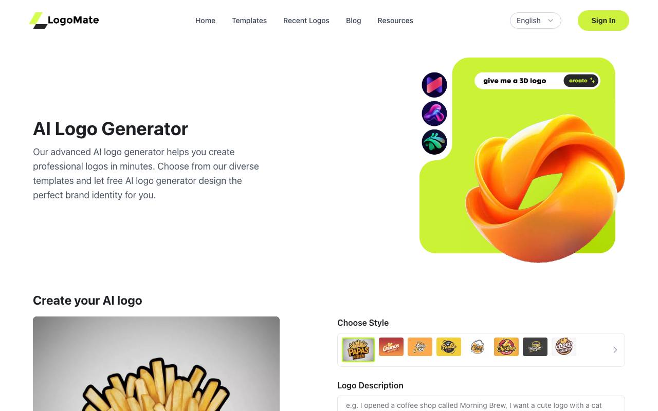 LogoMate website preview
