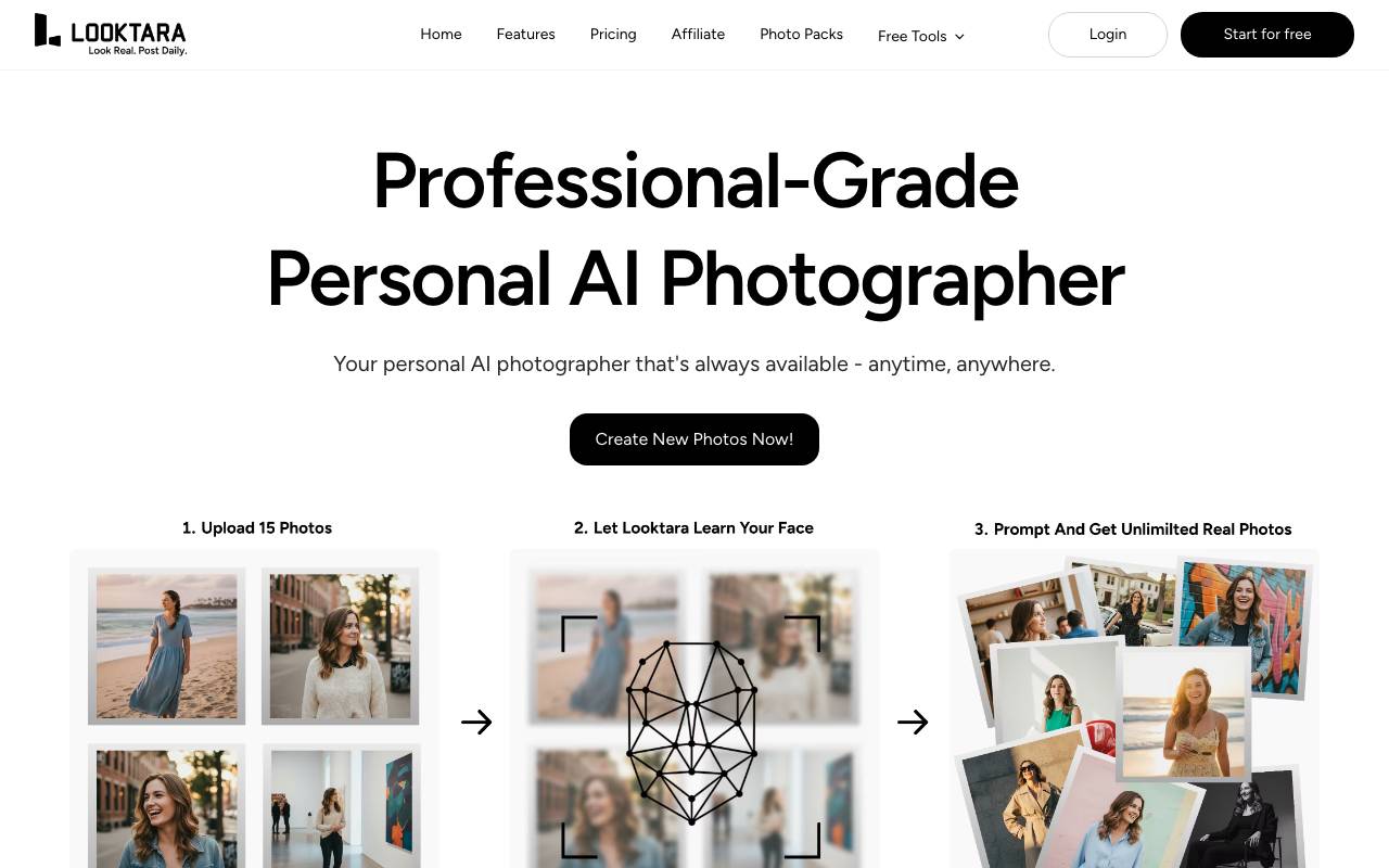 Looktara - AI photographer website preview