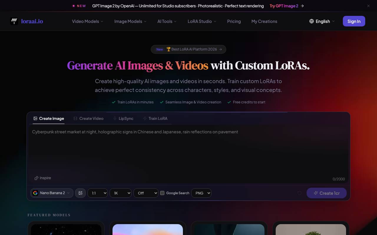 LoRA AI website preview