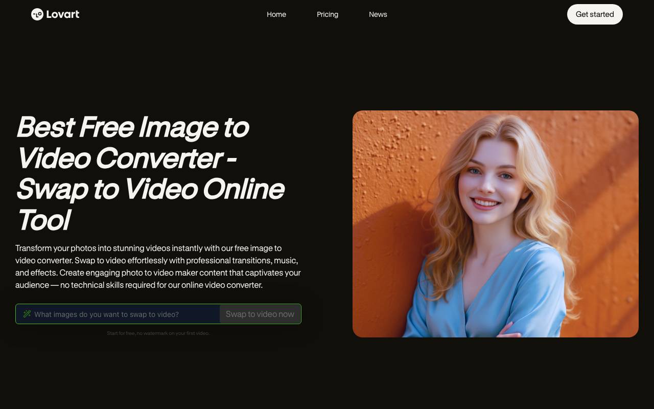 Lovart Al Image To Video Converter website preview