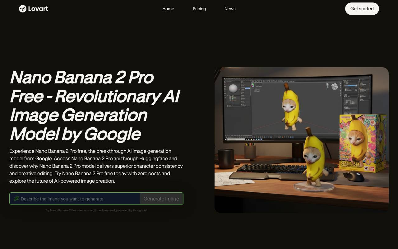 Lovart Nano Banana AI Generator website preview