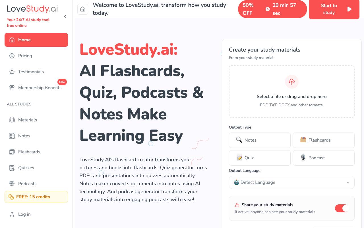 LoveStudy.ai website preview
