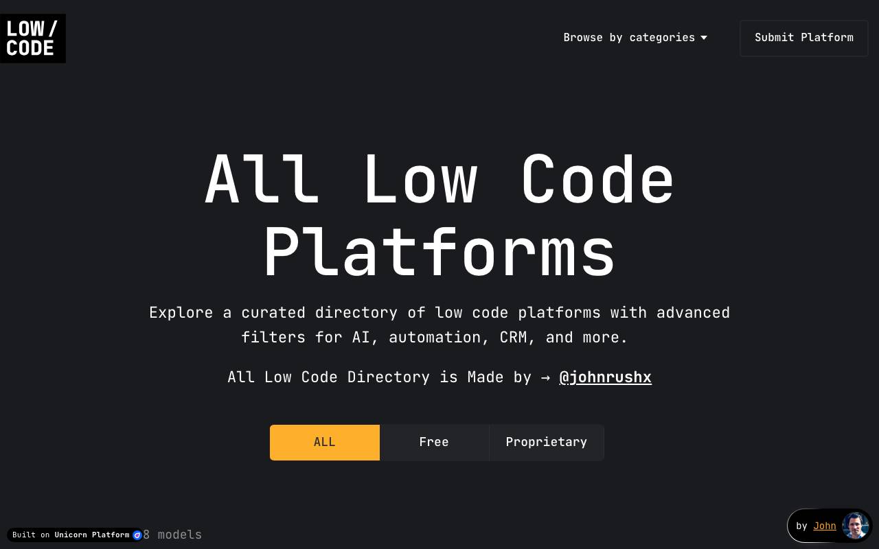 Low Code Platforms website preview