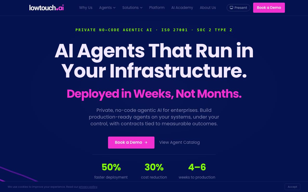 lowtouch.ai website preview