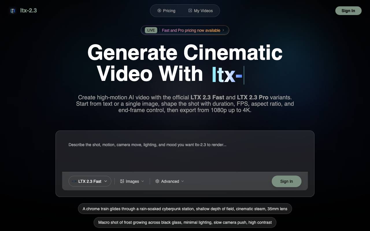 ltx-2.3 AI Video Generator website preview