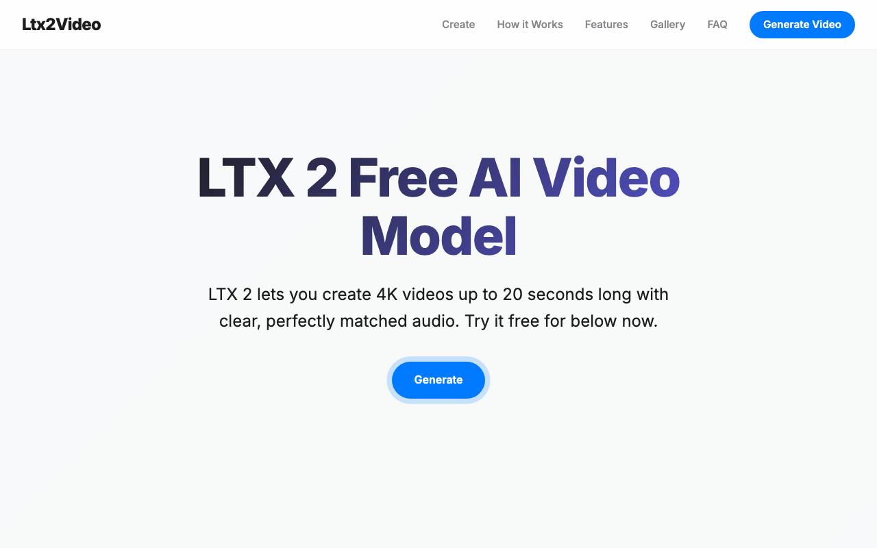 LTX 2 Video website preview