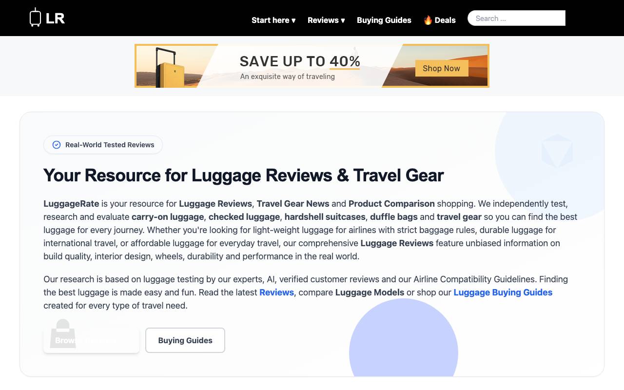 LuggageRate website preview