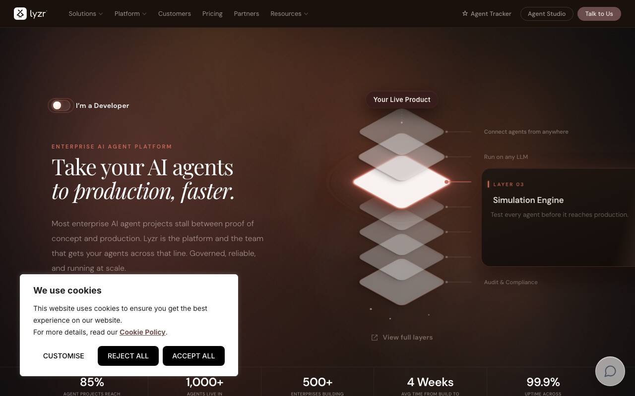 Lyzr AI website preview