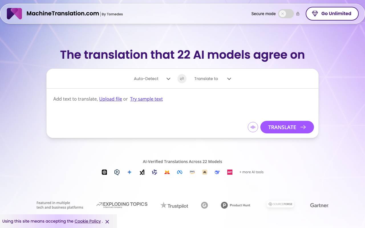 MachineTranslation website preview