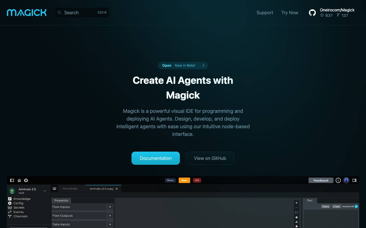 Magick website preview