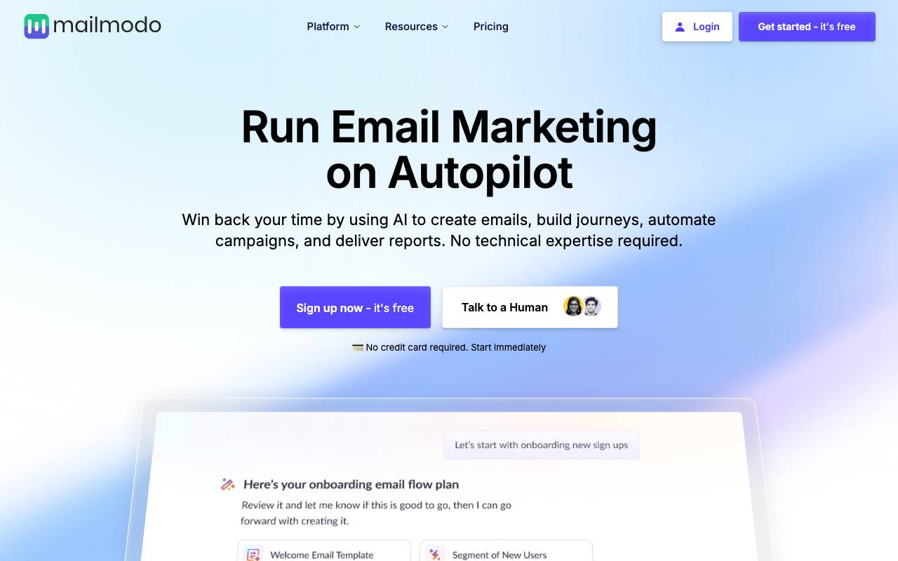 Mailmodo AI website preview