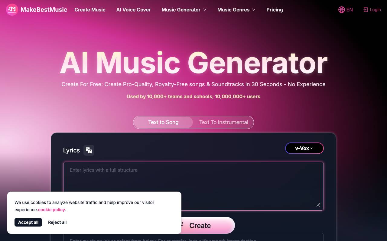 MakeBestMusic website preview