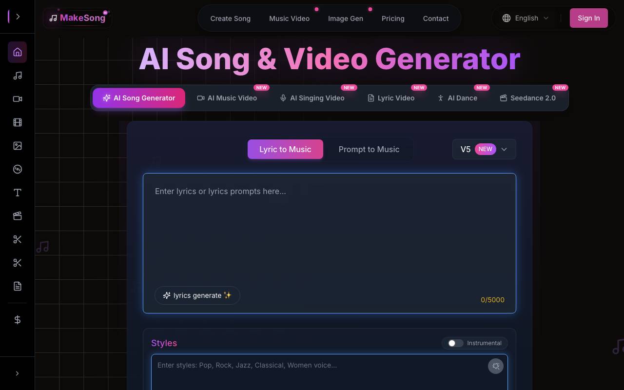 MakeSong-AI website preview