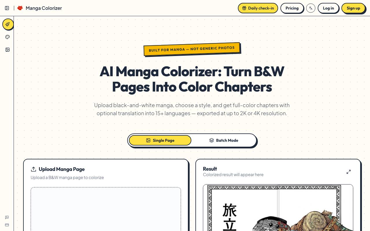 MangaColorizer website preview