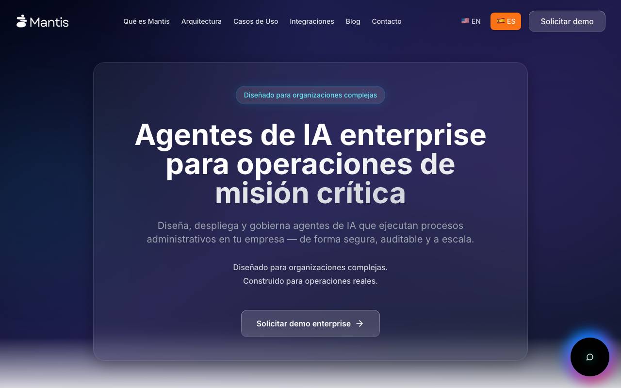 Mantis website preview