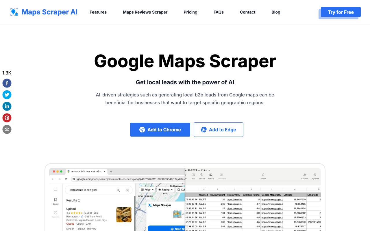 Maps Scraper AI website preview