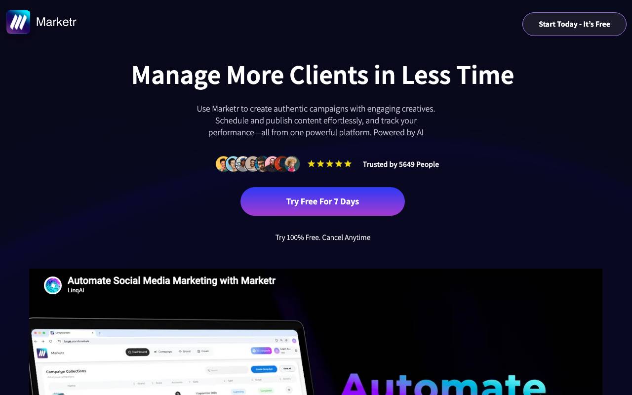 Marketr website preview