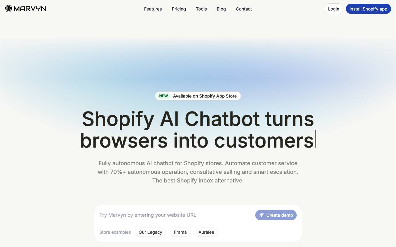 Marvyn AI website preview