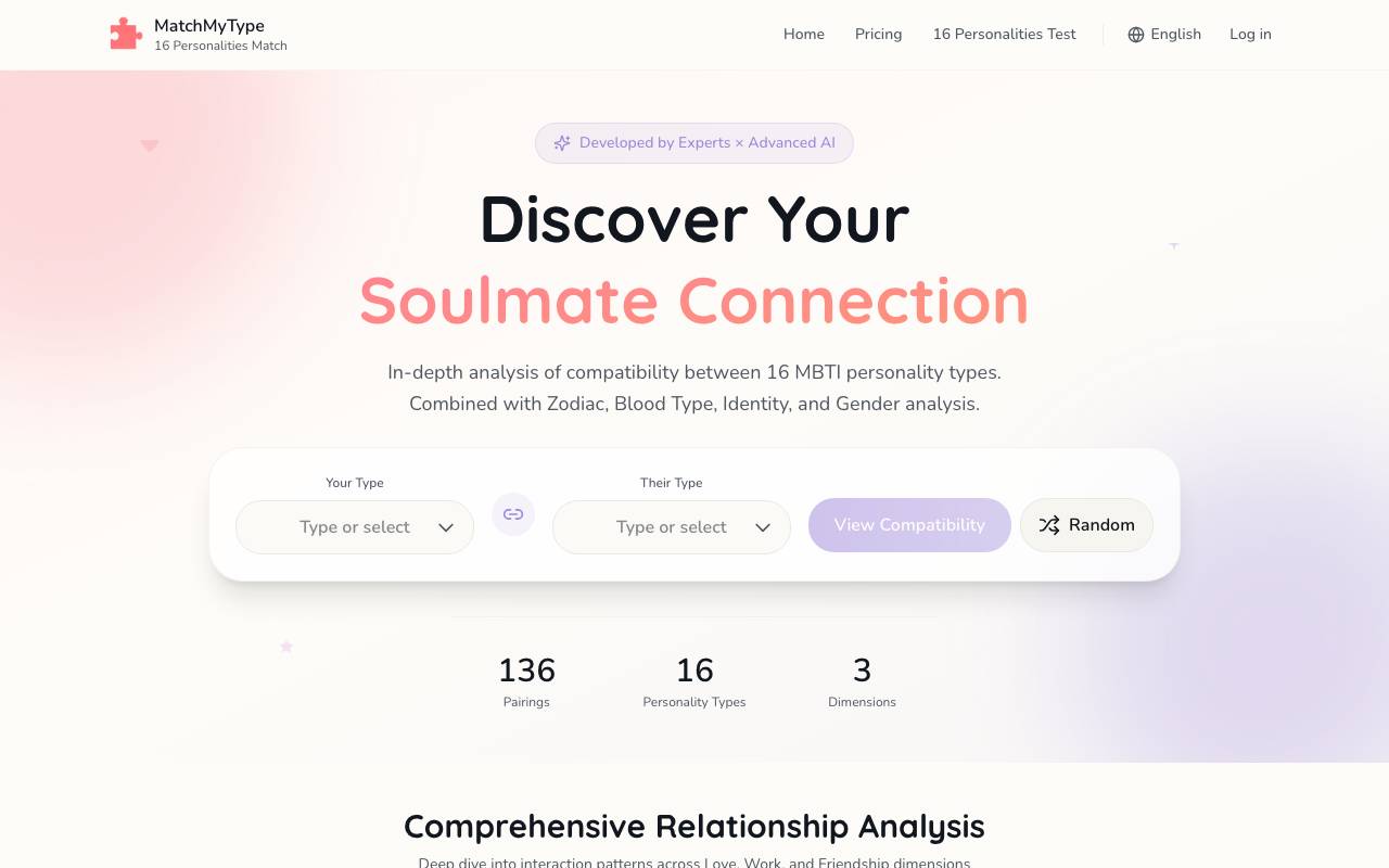 MatchMyType website preview