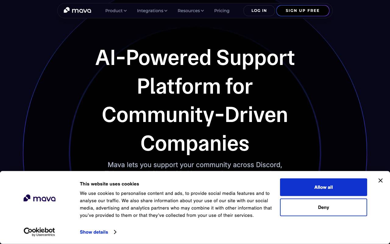 Mava website preview