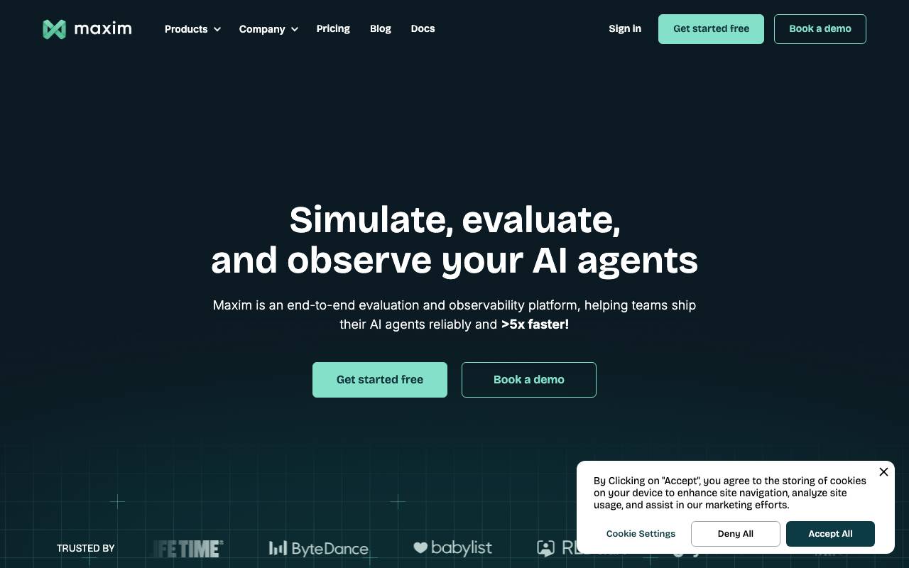 Maxim AI website preview