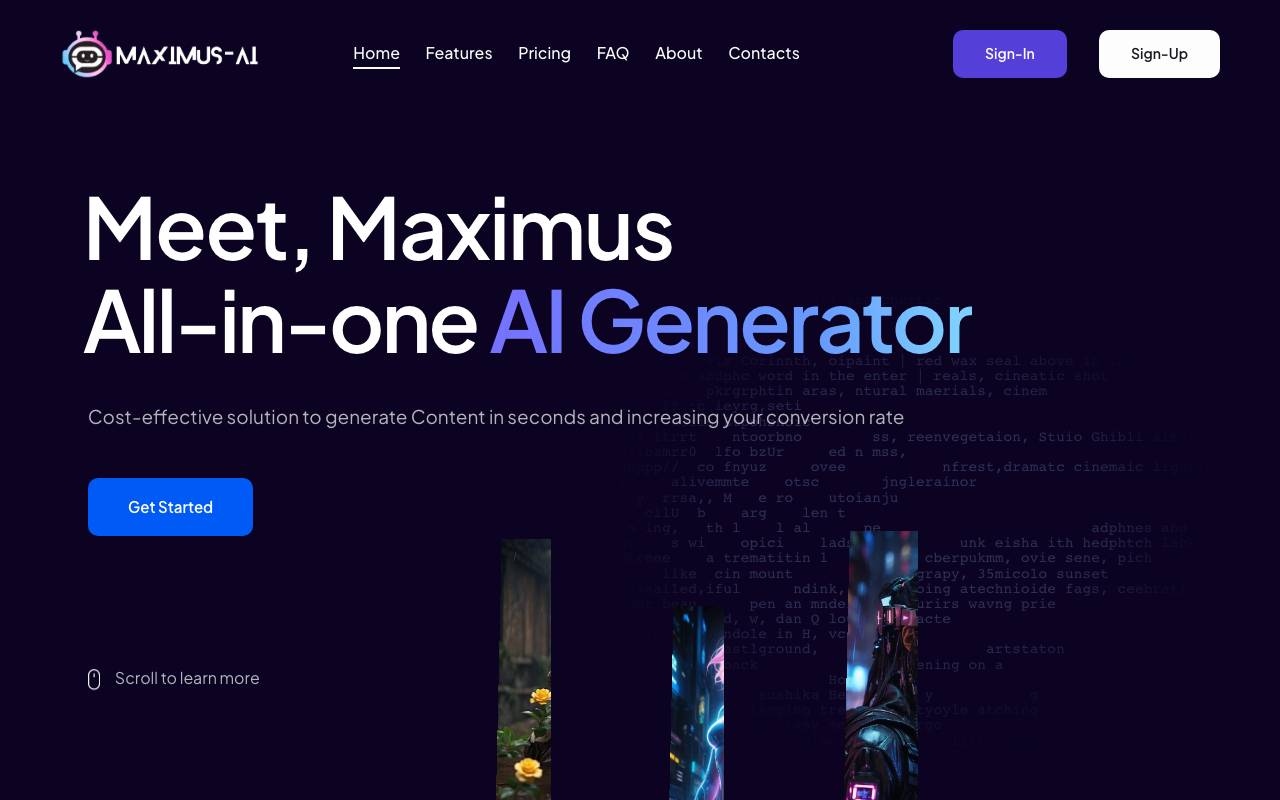 Maximus-AI website preview
