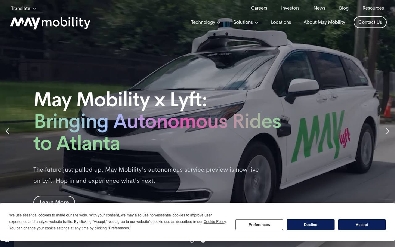 May Mobility website preview
