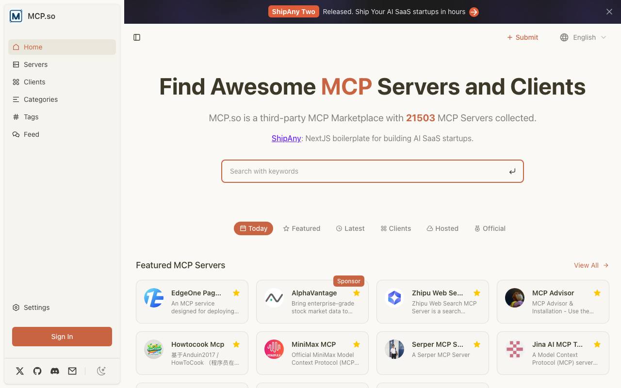 MCP.so website preview