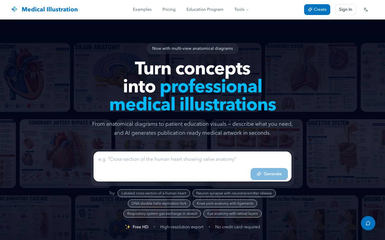 Medical Illustration AI website preview