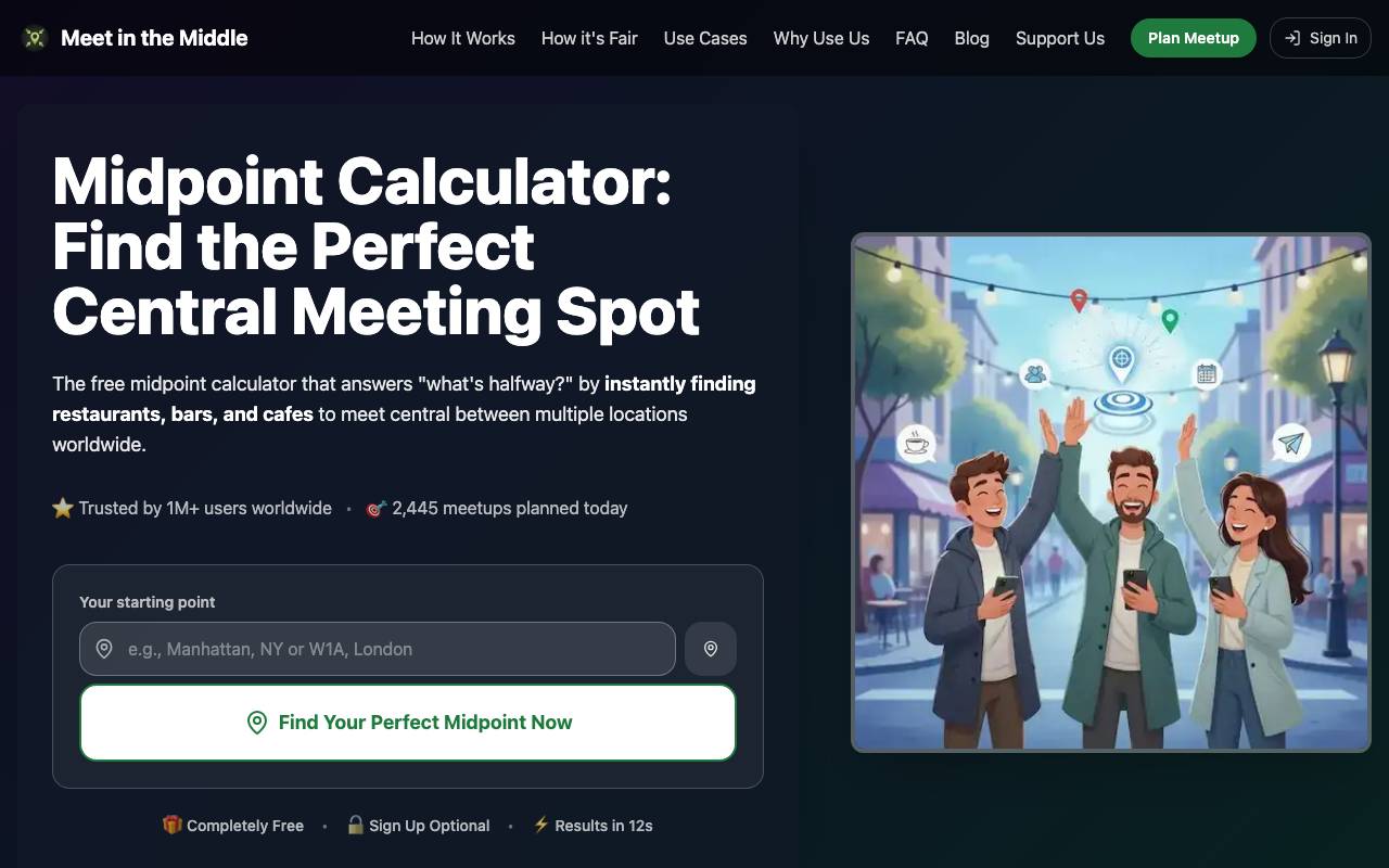 Meet In The Middle website preview