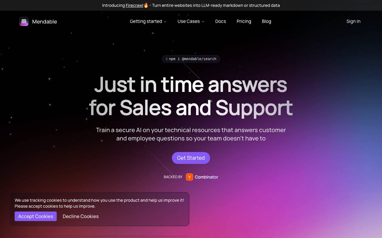 Mendable website preview