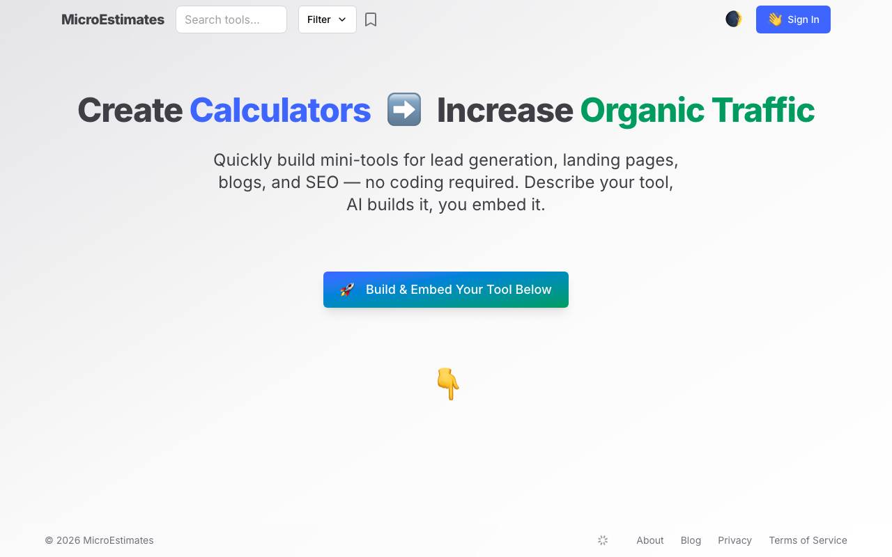 MicroEstimates website preview