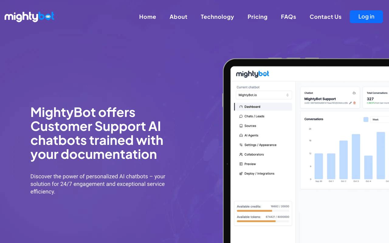 MightyBot website preview