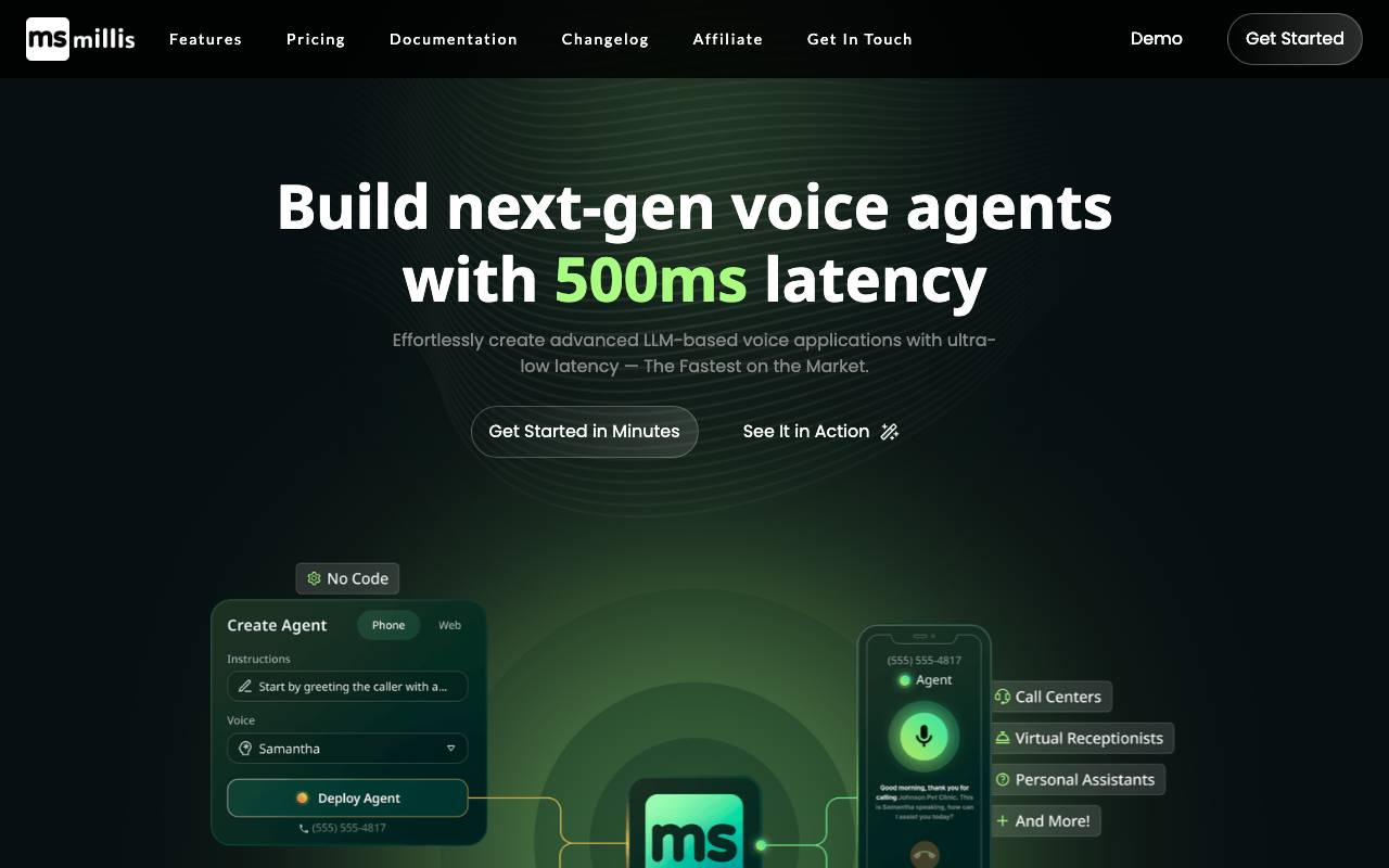 Millis AI website preview