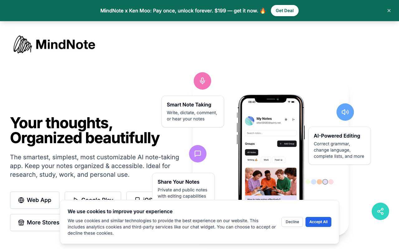 MindNote website preview
