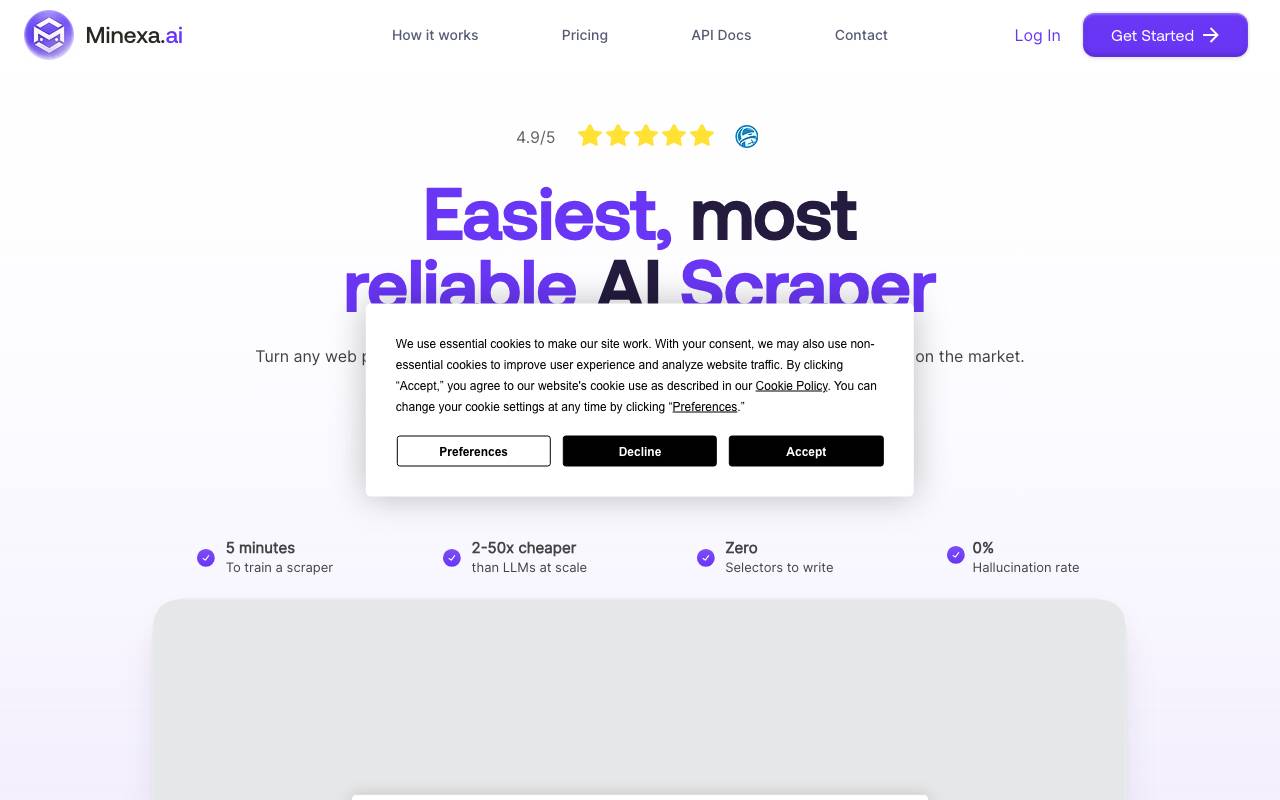 Minexa.ai website preview