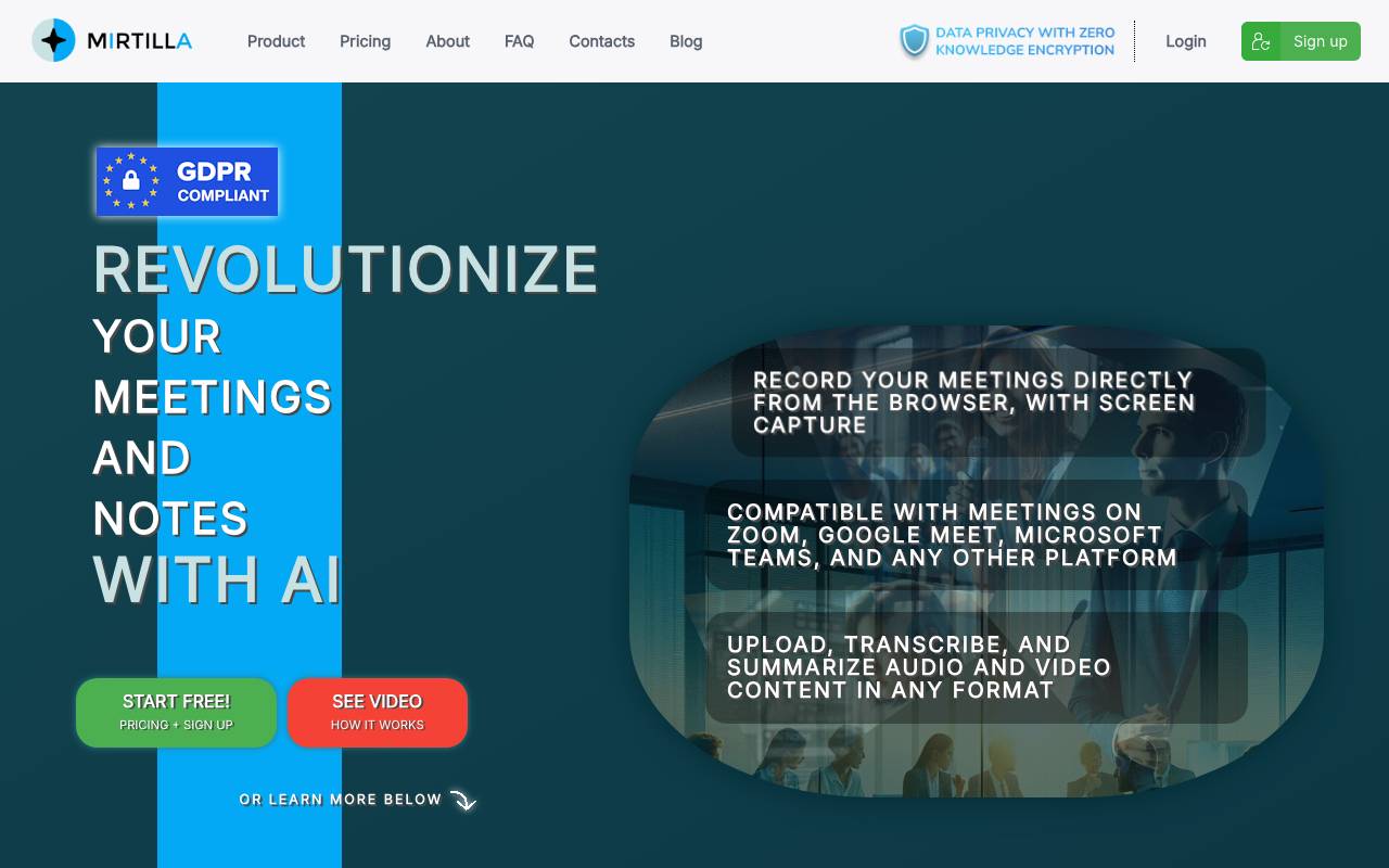 Mirtilla website preview