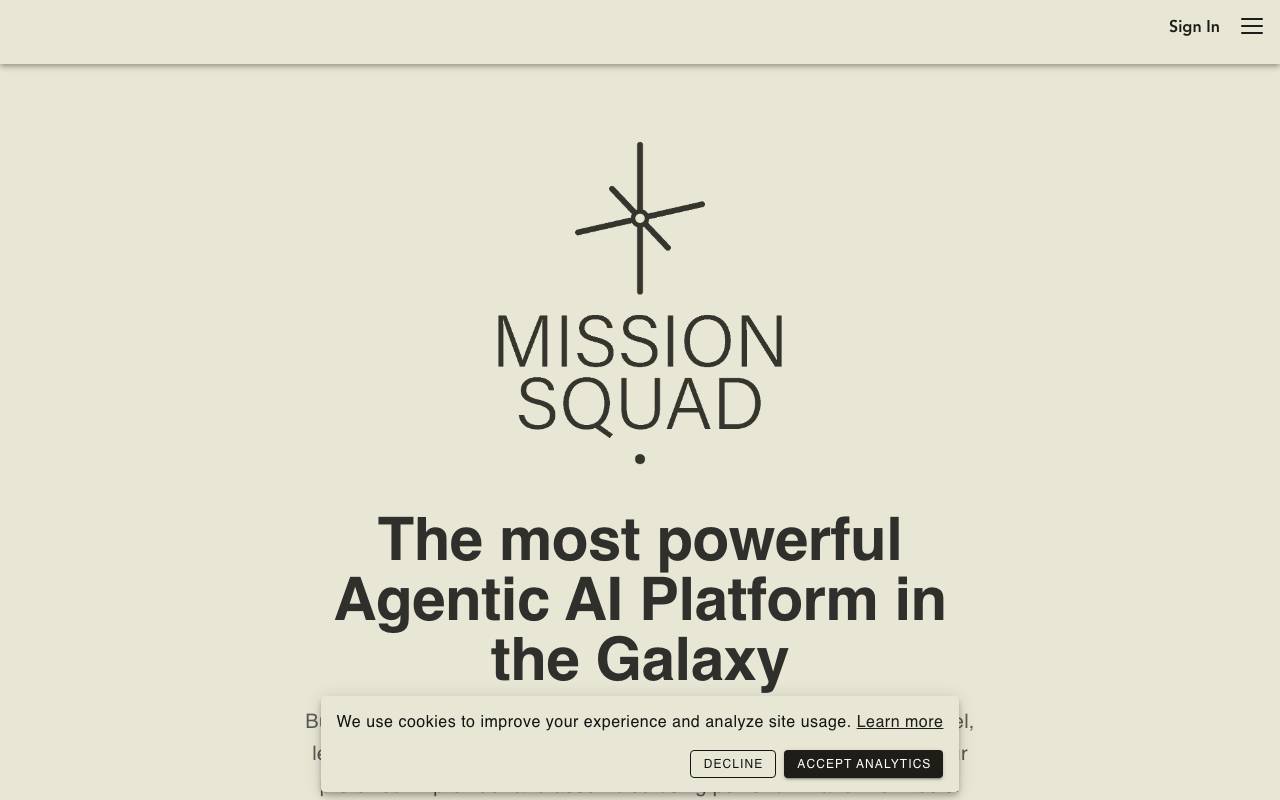 Mission Squad website preview