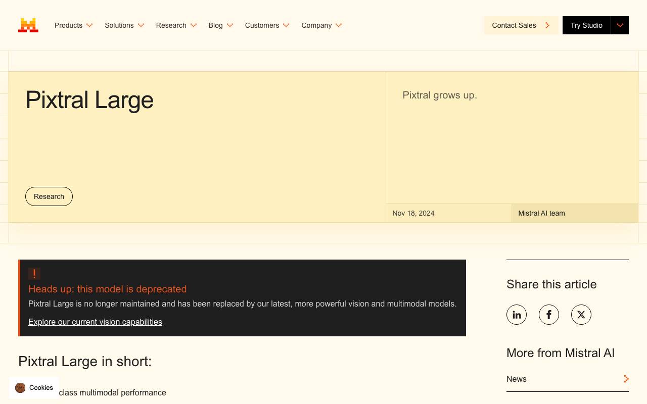 Mistral Large 24.11 website preview
