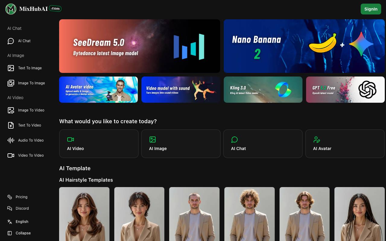 MixHub AI website preview