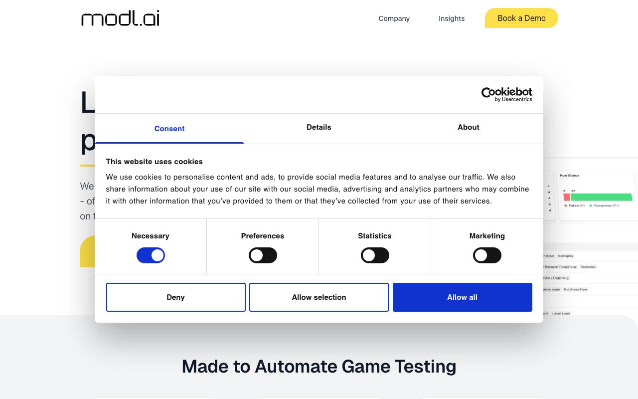 modl.ai website preview
